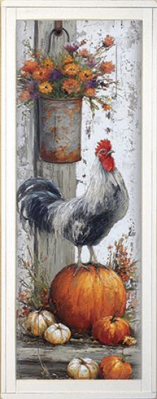 10x24 Framed Rooster Wall Sign