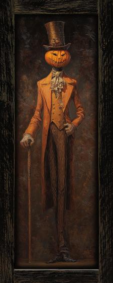 10x24 Framed Pumpkin Head Portrait