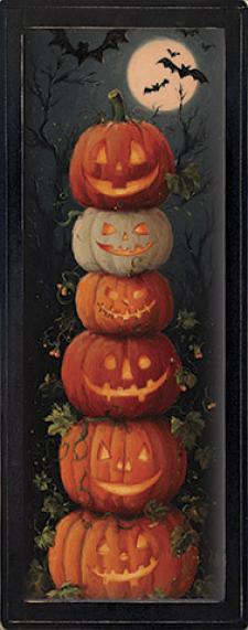 10x24 Framed Spooky Stacked Pumpkins
