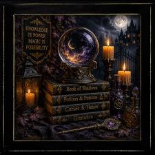 12x12 Framed Crystal Ball in Witches Lair Artwork
