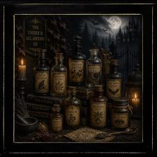 12x12 Framed Apothecary Containers in Witches Lair Artwork