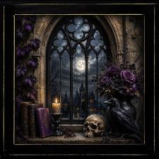 12x12 Framed Gothic View From Castle Tower Artwork