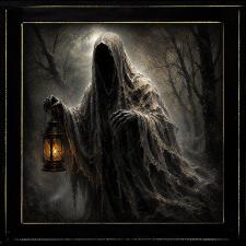 12x12 Framed Grim Reaper with Lantern Artwork