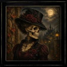 12x12 Framed Female Skeleton Dressed to the Nines Artwork