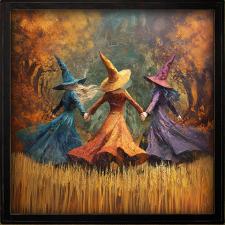 24x24 Framed 3 Witches