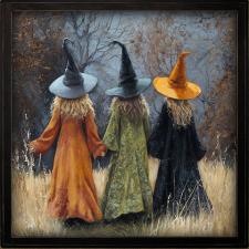 24x24 Framed 3 young Witches