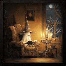 24x24 Framed Lil Ghost Reading