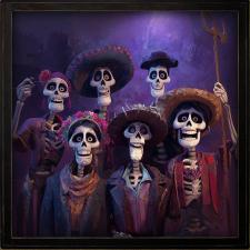 24x24 Framed Family Dia De Los Muertos