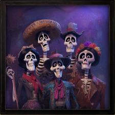 24x24 Framed Family Dia De Los Muertos