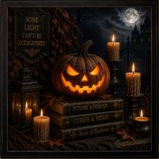 24x24 Framed Jack-o-Lantern in Witches Lair Artwork