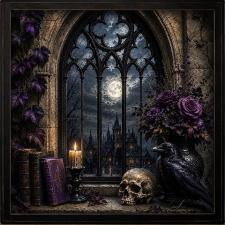 24x24 Framed Gothic View From Castle Tower Artwork