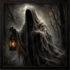 24x24 Framed Grim Reaper with Lantern Artwork