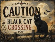 Black Cat Crossing Fun Block