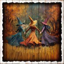 15x15 Slat Wood Witch Trio