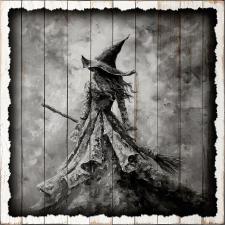 15x15 Slat Wood Blk & Wht Witch