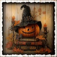 15x15 Slat Wood Pumpkin Witch