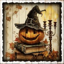 15x15 Slat Wood Pumpkin Witch