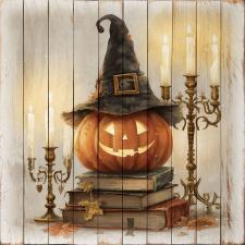 15x15 Slat Wood Pumpkin Witch