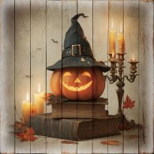 15x15 Slat Wood Pumpkin Witch