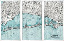 3 panel Noaa chart Blue Framed Wall Sign