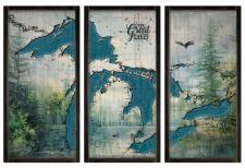 Custom 3 Panel Northern Michigan Art Framed Wall Sign