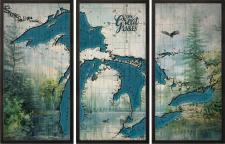 Custom 3 Panel Northern Michigan Art Framed Wall Sign